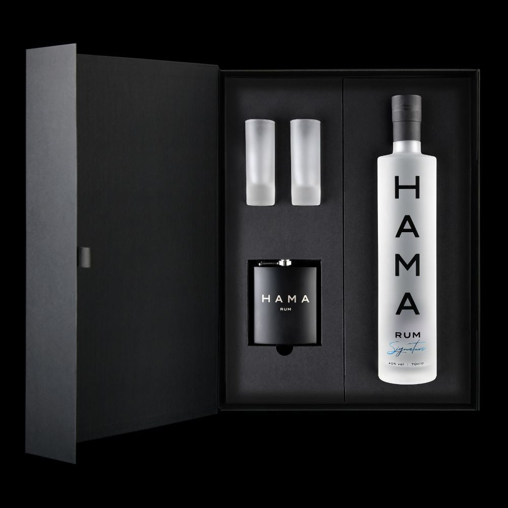 HAMA Bottle, Hip Flask and Shot Glasses Gift Box